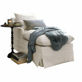 Loberon Chaise longue Téranisse, housse douce et nouée, toucher confortable, avec deux coussins décoratifs, meubles d'assise/chaise longue, bois de pin, bois de caoutchouc, polyester, crème