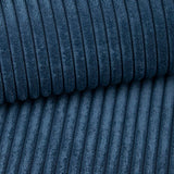 Tendencio Canapé Convertible 3 Places Vella en Velours côtelé - 255 cm - Mode lit et Coffre de Rangement (Bleu)