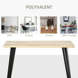 HOMCOM Table à Manger Design Industriel Grand Plateau dim. 120L x 60l x 75H cm Pieds métal Noir en épingles MDF Aspect chêne Clair