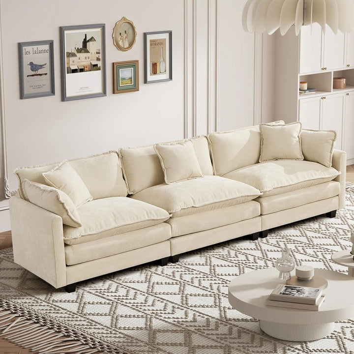 SoarTalent Canapé sectionnel modulaire Convertible, canapé 3 Places en Chenille Profonde avec oreillers pour Salon, Appartement, Bureau (Beige) SoarTalent Canapé sectionnel modulaire Convertible, canapé 3 Places en Chenille Profonde avec oreillers pour Salon, Appartement, Bureau (Beige)