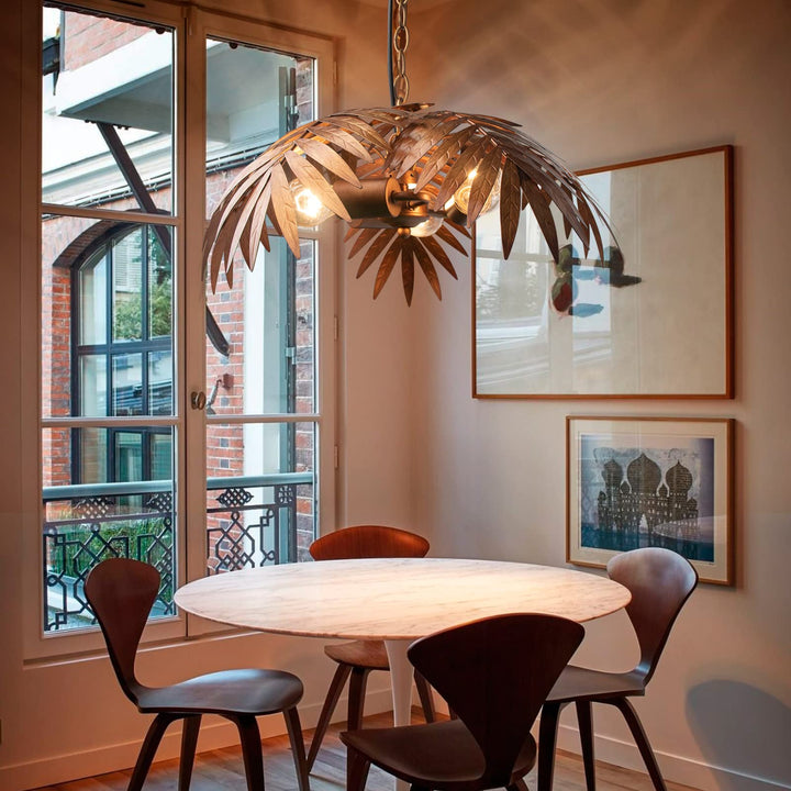 JCPYIUL Lustre Industriel Metal, Lustre Doré Suspension Vintage, Lampe Décorative en Forme de Cocotier à Trois Couches, Couleur Cuivre Antique