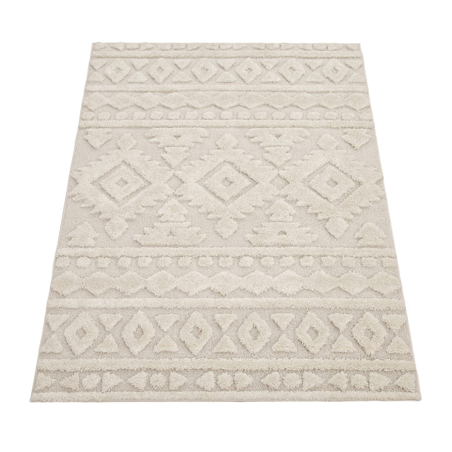 Paco Home Tapis Poils Longs Tapis De Salon Tapis Shaggy Aspect 3D Ethnique Boho Look Vintage Doux, Dimension:160x220 cm, Couleur:Crème 6