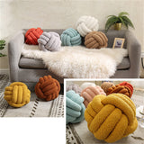 YT-KOKE Sherpa Fleece Round Knot Ball Pillow, Coussin Ddécoratif Knot pour Canapé-lit Chaise Sol, Oreiller Décoratif Jeté, Coussin Rond pour Les Copines Jouant à la Photographie (Yellow,22cm)