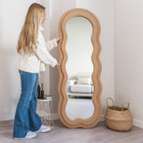 Flamingueo Miroir Mural - Miroir sur Pied, Miroir Asymétrique, Grand Miroir, Miroir Chambre, Miroir Vague, Miroir Mural Asymétrique, Miroir Irregulier