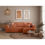 LOUNGITUDE - Canapé d'angle Convertible réversible avec Coffre en Velours côtelé Terracotta