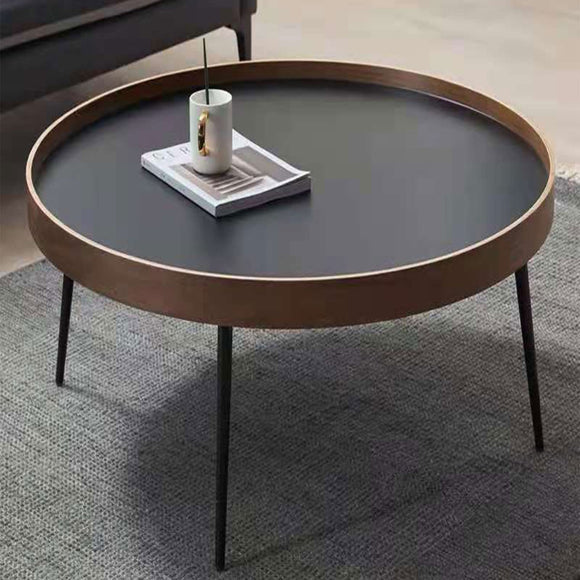 Petite Table de Salon Basse Ronde en Bois Noire, Lot de 2 Tables Basses Gigognes au Design Minimaliste Moderne, Table d'Appoint Meuble de Salle de Séjour Salon (Color : Black, Size : 50 * 50 * 40cm)