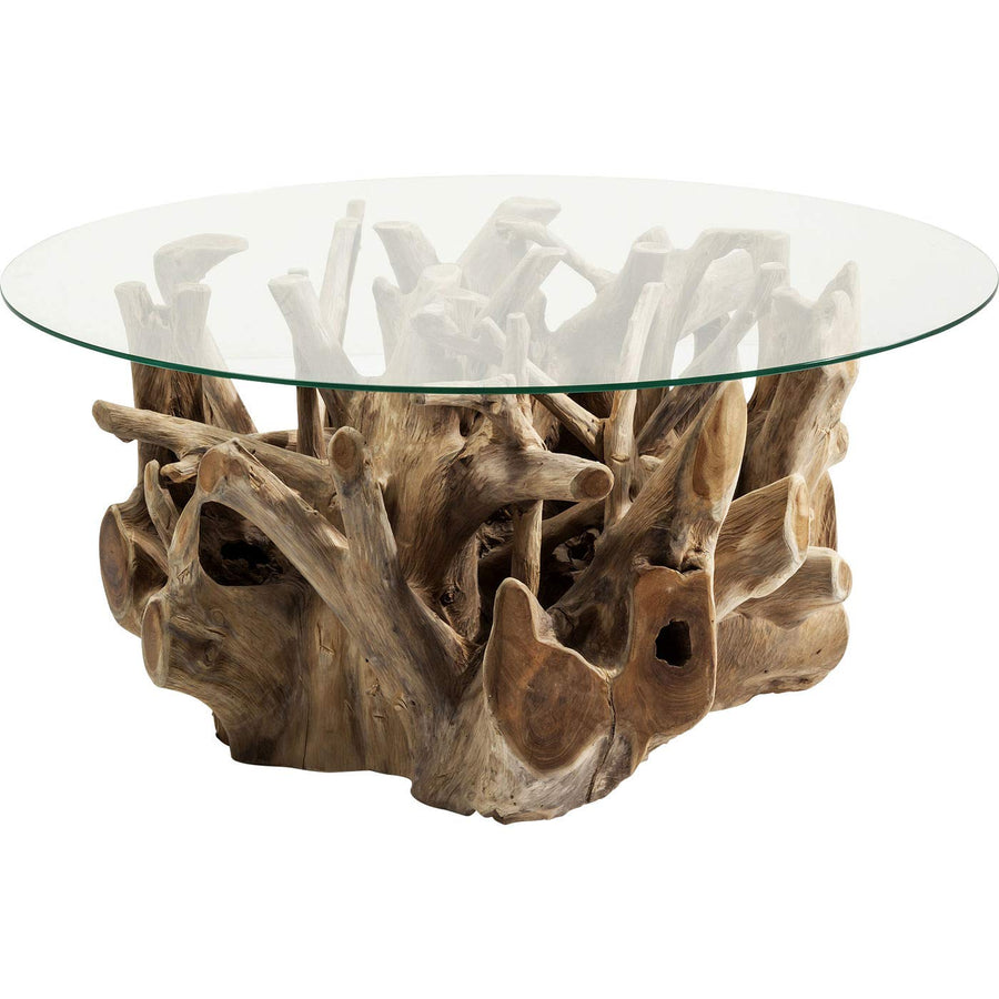 Kare Design - Table Basse Plateau Rond Pied Bois flotté Roots