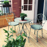 Ensemble De Bistrot 3 Pièces, Table Ronde De Jardin en Fer Forgé Et Chaises De Jardin Patio Balcon Meubles De Table en Métal pour Jardin, Arrière-Cour, Balcon,Vert