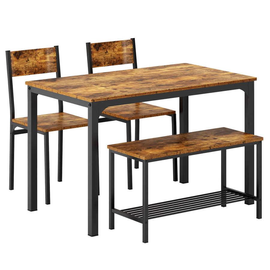 SogesPower Ensemble de table et chaises de salle à manger, avec 1 table, 2 chaises et 1 banc, jeu de table à manger pour 4 personnes, adapté à la cuisine, à la salle à manger, Vintage SogesPower Ensemble de table et chaises de salle à manger, avec 1 table, 2 chaises et 1 banc, jeu de table à manger pour 4 personnes, adapté à la cuisine, à la salle à manger, Vintage