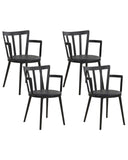 Beliani Chaises de Salle à Manger en Matière Synthétique et Cuir PU Noires Lot de 4 Morill