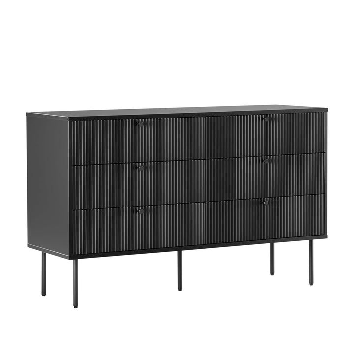 hjh LIVING Buffet 6 tiroirs KARBY S 120x40x75 cm, Commode à tiroirs Style Industriel, Beaucoup d'espace de Rangement, Noir