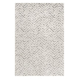 Safavieh Tapis Chevron pour Salon, Salle à Manger, Chambre à Coucher - Collection Adirondack - Poils Courts - Ivoire et Anthracite - 155 x 229 cm