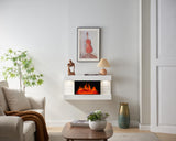 BALDERIA Cheminée murale électrique Ida avec effet flamme 3D | Chauffage électrique 1800 W | avec télécommande, contrôle de démarrage, minuterie et thermostat | Blanc