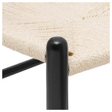 Lot de 2 chaises Y en bois massif du milieu du siècle – Design Wishbone – Chaises de salle à manger avec accoudoirs et assise en chanvre en frêne et finition noyer (noir)