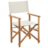 2 Chaises Fauteuils Metteur en Scène Pliantes en Bois Acacia Clair avec Accoudoirs et Assise Blanc Cassé Idéales pour Jardin Boho et Rétro Beliani