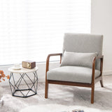 COSTWAY Fauteuil de Salon 1 Place, Fauteuil Relax Rembourré avec Coussin Lombaire, Cadre en Bois Massif de Caoutchouc & Patins Antidérapants, Fauteuil de Lecture pour Bureau, Charge 150 KG(Gris)
