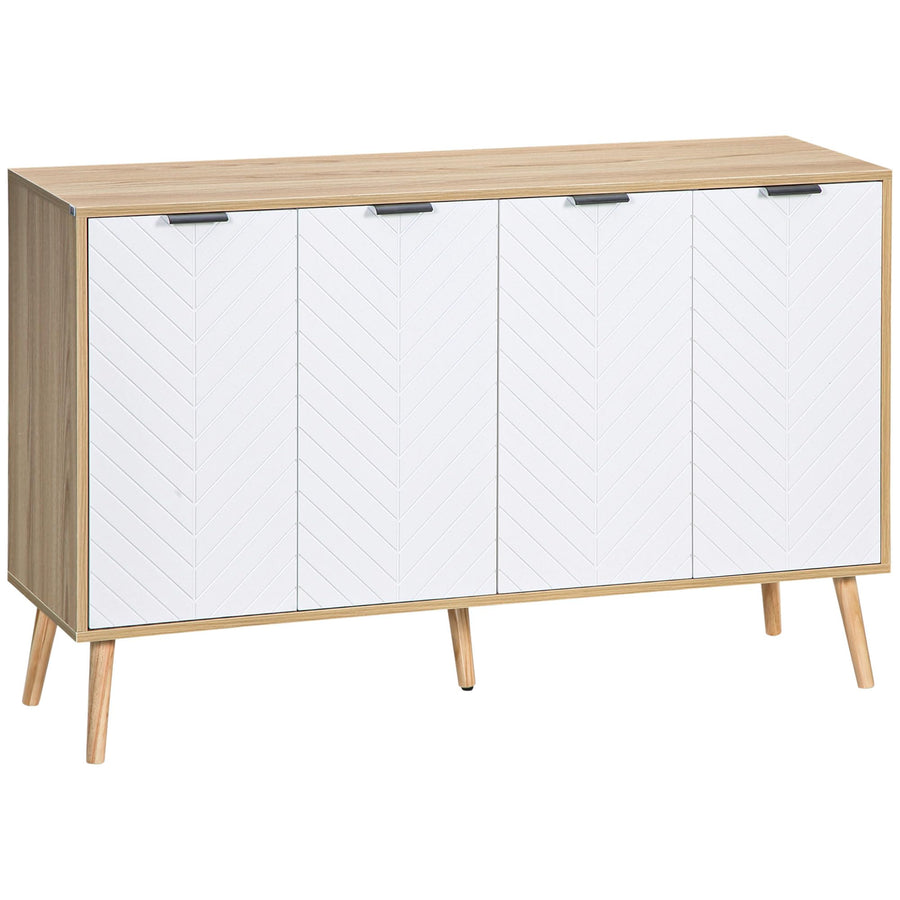 HOMCOM Buffet Bas, Meuble de Rangement, étagères réglables, 2 placards, 4 Portes Motif Chevrons, pour Cuisine, Salle à Manger, Salon, 120 x 35 x 77,4 cm, Blanc HOMCOM Buffet Bas, Meuble de Rangement, étagères réglables, 2 placards, 4 Portes Motif Chevrons, pour Cuisine, Salle à Manger, Salon, 120 x 35 x 77,4 cm, Blanc