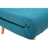 Miliboo Chauffeuse 2 Places Convertible en Tissu Bleu Canard et Bois Clair AMIKO