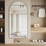 CASSILANDO Miroir Complet arqué, 180 x 80 cm, Miroir de Sol, autoportant, avec Support, pour Chambre à Coucher, Salon, Garde-Robe, Noir