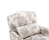 Wahson Fauteuil en Baroque Confortable avec Pieds en Bois, Fauteuil Beige en Lin, Fauteuil Scandinave pour Salon et Chambre, Beige