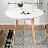 Table de salle à manger ronde de style rétro moderne en bois de hêtre - Blanc - 40 x 40 x 46 cm - Table en bois pour salle à manger