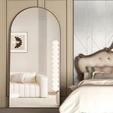 CASSILANDO Miroir Complet arqué, 180 x 80 cm, Miroir de Sol, autoportant, avec Support, pour Chambre à Coucher, Salon, Garde-Robe, Noir