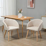 HOMCOM Lot de 2 chaises de Salle à Manger Chaise de Cuisine Design scandinave - Pieds inclinés effilés Bois Caoutchouc - Assise Dossier accoudoirs ergonomiques Aspect Lin Beige