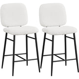 Yaheetech Lot de 2 Tabourets de Bar Rembourrés Siège en Tissu Bouclette Chaises de Bar Dossier Repose-Pied Tabourets Hauts de Cuisine à Quatre Pieds Métalliques pour Comptoir Salle à Manger Blanc