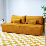HOMIFAB Canapé Convertible 3 Places avec Coffre de Rangement en Velours côtelé Jaune Moutarde - Milla