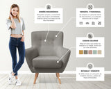 SUENOSZZZ-ESPECIALISTAS DEL DESCANSO Fauteuil nordique IZAN une place, fauteuil tapissé en tissu anti-taches, couleur beige