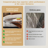 Table basse ronde en verre avec base en bois écrasé, tables d'appoint modernes en verre trempé, table de salon pour le salon, petite table ronde, simple et belle (transparent, 80 cm)