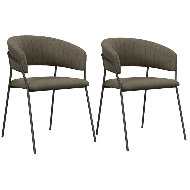 SCIEM LUCA-Fauteuil de Table en Tissu Lin Pieds métal Noir (x2) (Taupe) SCIEM LUCA-Fauteuil de Table en Tissu Lin Pieds métal Noir (x2) (Taupe)