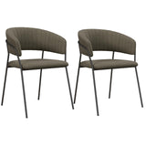 SCIEM LUCA-Fauteuil de Table en Tissu Lin Pieds métal Noir (x2) (Taupe)