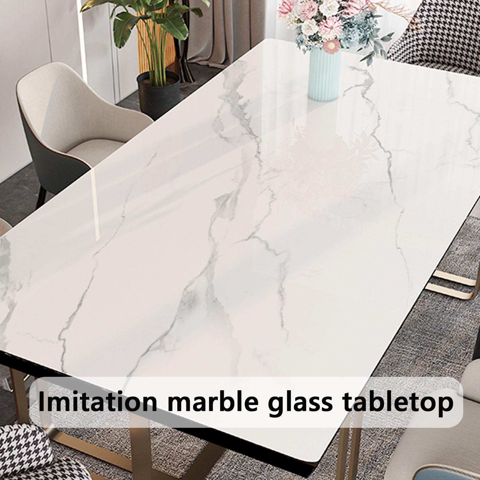 Hoiweqr Plateau De Table en Verre Marbré Trempé Rectangulaire, Plateau De Table en Verre Trempé De 8 Mm Fabriqué sur Mesure, pour Tables De Salle À Manger, Tables De Bureau(C,100x100cm)