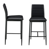 Lot de 2 Tabourets de Bar Chaises Rembourrées PU Similicuir avec Pieds en Acier et Hauteur d'Assise 66 cm Noir