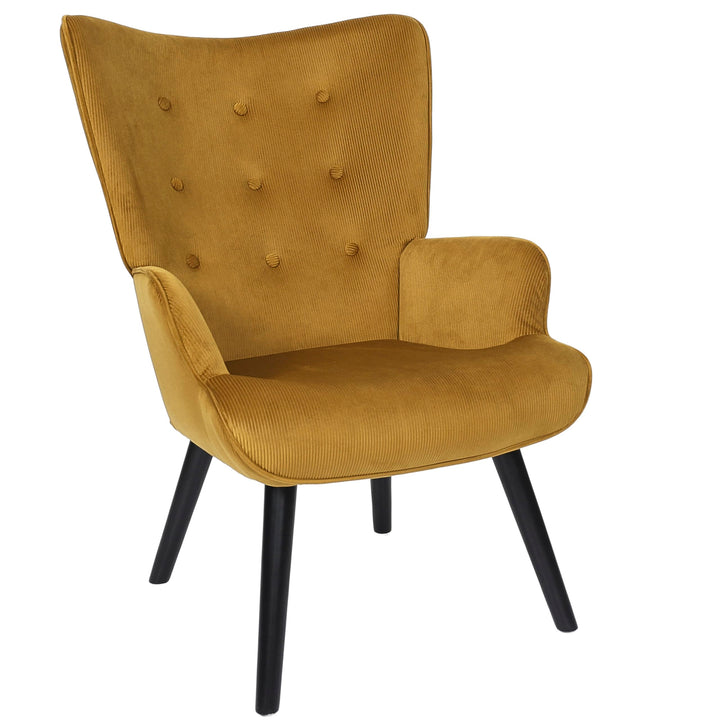 HOME DECO FACTORY, HD0365, Fauteuil de Salon Giulia Jaune, Lounge Edition, Mobilier, Assise, canapé et Fauteuil, 68x96x75 cm, Hauteur Assise 43 cm, Jaune