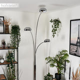 Lampadaire Nikkala, lampe sur pied en métal/verre en couleur chrome/blanc, luminaire au design moderne, abat-jour réglable, interrupteur on/off sur le boîtier, hauteur 240 cm, 3 x E14, sans ampoules