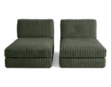 Lisa Design - Canapé Modulable Jasper en Fausse Fourrure Côtelée - Sofa Vert 3 Places - Salon