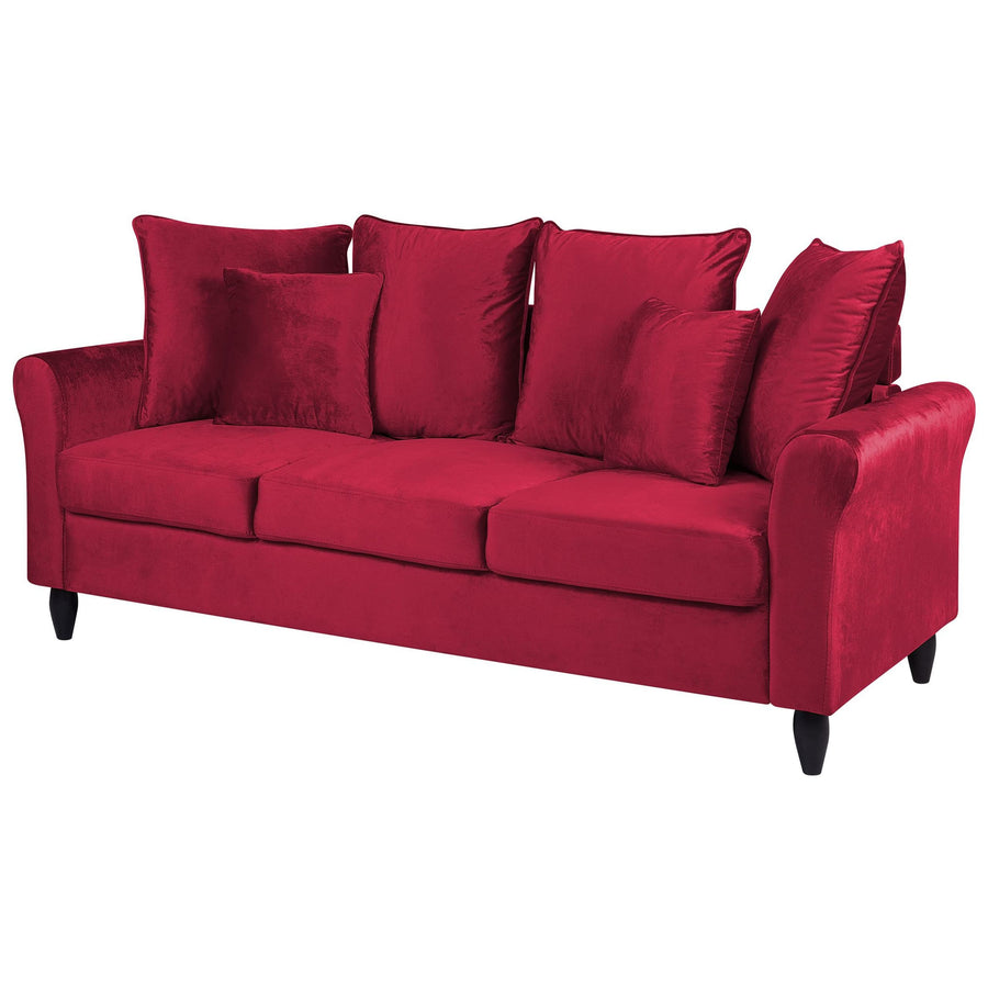 Canapé Fixe 3 Places en Velours Rouge Foncé au Design Glamour Tendance Beliani Canapé Fixe 3 Places en Velours Rouge Foncé au Design Glamour Tendance Beliani