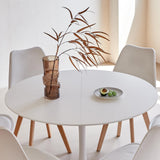 GrandCA HOME Table de Salle à Manger Ronde Moderne Blanche de 110 cm avec Piédestal Design Tulipe, Table de Loisirs Mid-Century pour Cuisine, Salle à Manger et Salon