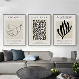 WTEVMAIY Picasso Matisse - Impression sur toile noire et blanche - Décoration murale abstraite pour salon - Sans cadre - 50 x 70 cm x 3 pièces, pour Chambre