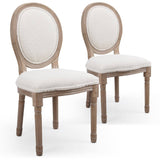 Menzzo Lot de 2 chaises médaillon Louis XVI Tissu Bouclette Crème