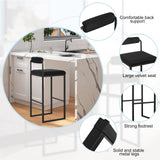 WOLTU Lot de 2 Tabourets de Bar, Chaises de Bar Hautes avec Dossier et Repose-Pieds, Design Moderne, en Velours et Métal Hauteur du Siège 75cm, Noir BH343sz-2