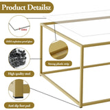 Petite table basse carrée en verre pour salon, table centrale simple et moderne pour petits espaces, table basse dorée pour salon, assemblage facile, 66 x 66 cm (doré et verre transparent)