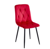 Casa Vital Lot de 4 chaises de salle à manger Tamara 43 x 54 x 91 cm, rembourrées avec tissu doux, coutures décoratives sur le dossier et l'assise, pieds en métal, capacité de charge 120 kg, rouge