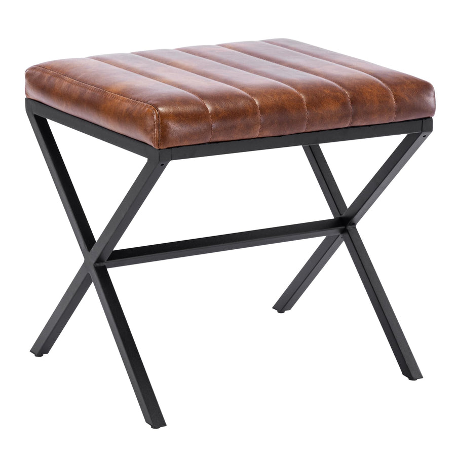 DUHOME Tabouret de Maquillage Rembourré Pouf Coiffeuse Moderne Ottoman X Leg Sièges Piano Pieds en Métal pour Chambre Salon Toilette, Marron Jaunâtre