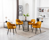 Ya-Home Lot de 2 Chaise de Salle à Manger en Velours Chaise de Cuisine Pivotante avec Accoudoirs Fauteuil à Manger pour Cuisine/Salle de Séjour, Jaune