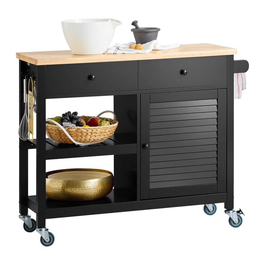SoBuy Desserte de Cuisine Roulante Chariot de Service Multi-rangements Buffet Armoire de Cuisine, 1 Porte, 1 Grand Tiroir et 3 Crochets, 105x40x85.5 cm, Noir, FKW115-SCH SoBuy Desserte de Cuisine Roulante Chariot de Service Multi-rangements Buffet Armoire de Cuisine, 1 Porte, 1 Grand Tiroir et 3 Crochets, 105x40x85.5 cm, Noir, FKW115-SCH