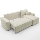 INTENSE DECO Canapé d'angle Convertible réversible Lorenzo en Velours côtelé Beige