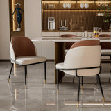 FATIVO Lot de 2 Chaises Salle à Manger: Chaise Beige et Marron de Cuisine en Cuir Confortable Chaise Design Salon avec Pieds en Métal Rembourrée pour Restaurant - 50x52x80.5cm